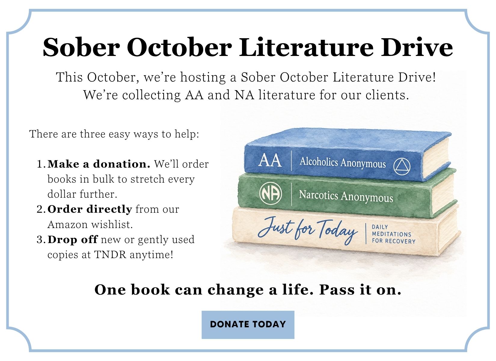 Literature Drive - click to donate